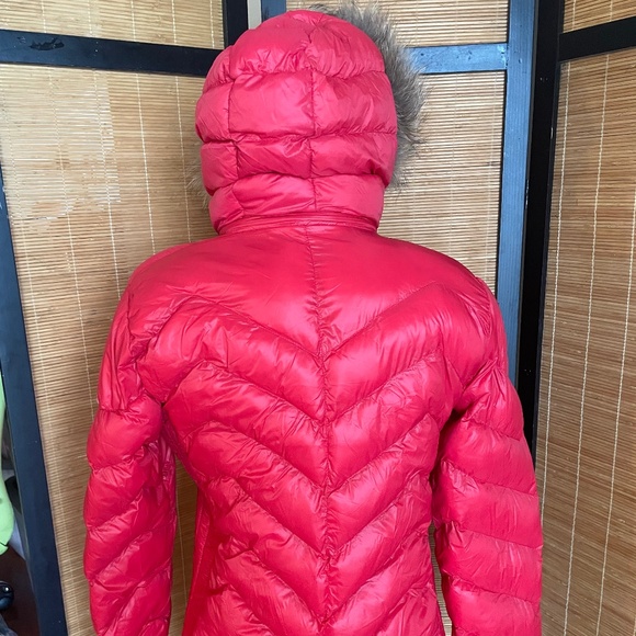 Women’s Red Moncler Down Puffer Jacket with Real Rabbit Fur lined hood Size 3 - Picture 2 of 13